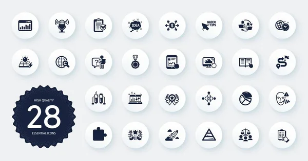 Set Education Icons Sound Check Checklist Court Jury Flat Icons — Stockvector