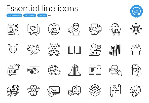 Scissors Cooking Hat Online Voting Line Icons Collection Share Food — 图库矢量图片