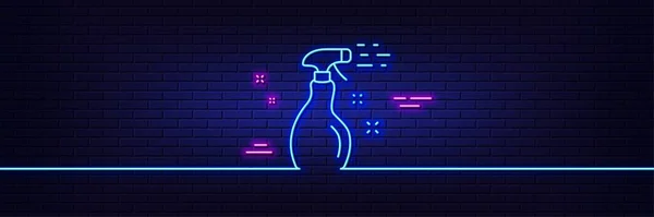 Neon Light Glow Effect Cleaning Spray Line Icon Washing Liquid — 스톡 벡터