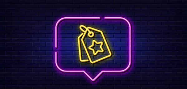 Neon Light Speech Bubble Loyalty Star Tags Line Icon Bonus — Vetor de Stock