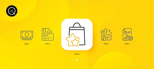 Difficult Stress Cash Money Report Minimal Line Icons Yellow Abstract — Stockvektor