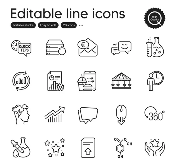 Set Technology Outline Icons Contains Icons Carousels Chemistry Flask Ranking — Vetor de Stock