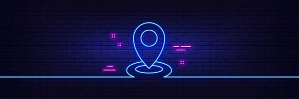 Neon Light Glow Effect Location Line Icon Map Pointer Sign — Stock vektor