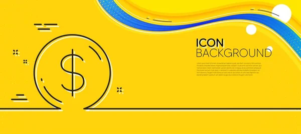 Dollar Money Line Icon Abstract Yellow Background Usd Currency Sign — Stock vektor