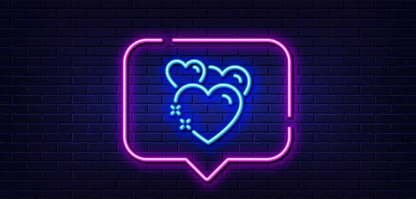 Neon Licht Spraakbel Hartlijn Icoon Liefde Emotie Teken Valentijnsdag Symbool — Stockvector