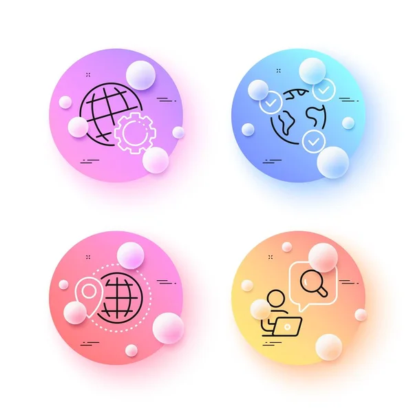 Globe Online Voting World Travel Minimal Line Icons Spheres Balls — Vetor de Stock
