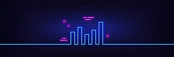 Neon Light Glow Effect Column Chart Line Icon Financial Graph — 图库矢量图片