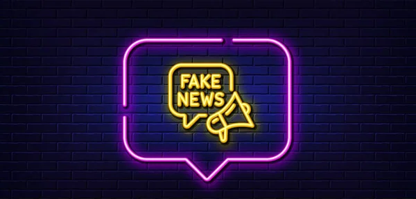Neon Light Speech Bubble Fake News Line Icon Propaganda Conspiracy — 스톡 벡터