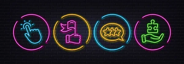Touchpoint Leadership Stars Minimal Line Icons Neon Laser Lights Puzzle — Vetor de Stock