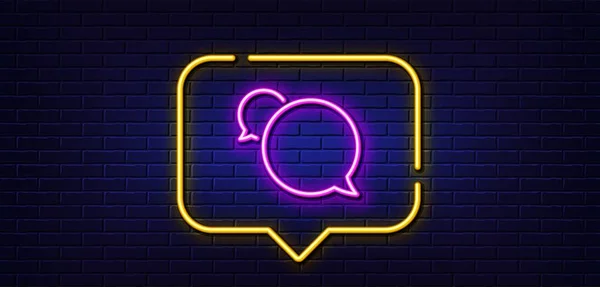 Neon Light Speech Bubble Messenger Line Icon Speech Bubble Sign — Vector de stock