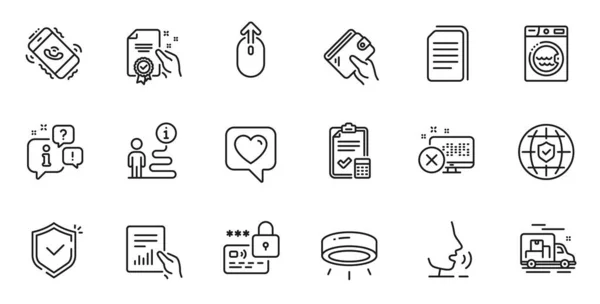 Outline Set Document Support Heart Line Icons Web Application Talk — Vettoriale Stock