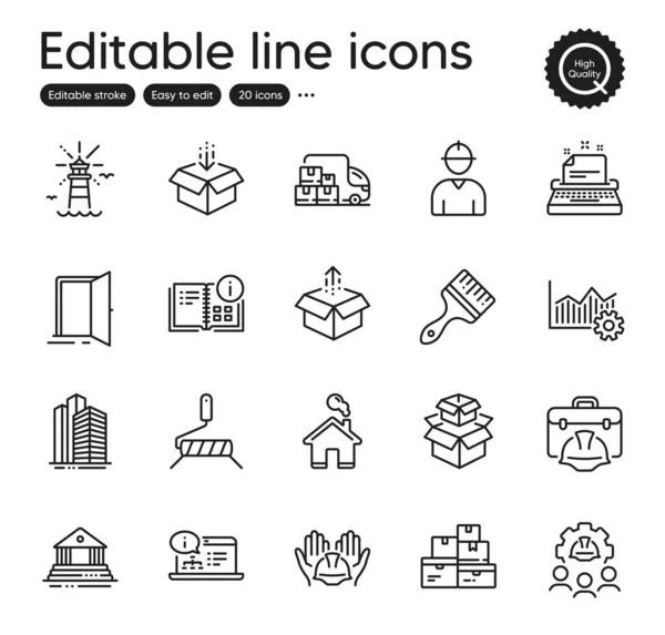 Set Industrial Outline Icons Contains Icons Home Send Box Packing — Vetor de Stock