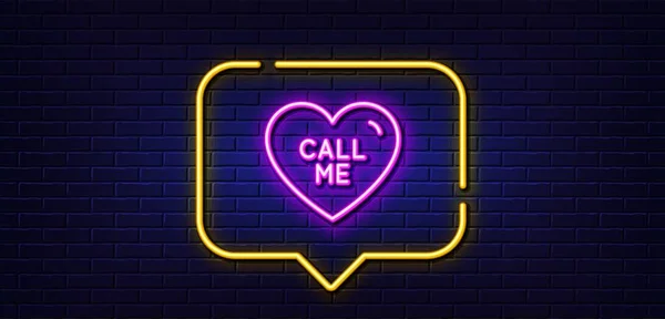 Neon Light Speech Bubble Call Line Icon Sweet Heart Sign —  Vetores de Stock