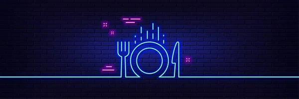 Neon Light Glow Effect Food Line Icon Cutlery Sign Fork — Stock vektor