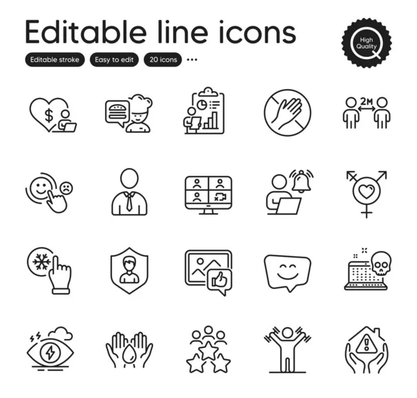 Set People Outline Icons Contains Icons Human Dont Touch Genders — Vetor de Stock