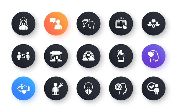 Minimal Set Volunteer Users Chat Electronic Thermometer Flat Icons Web — Image vectorielle
