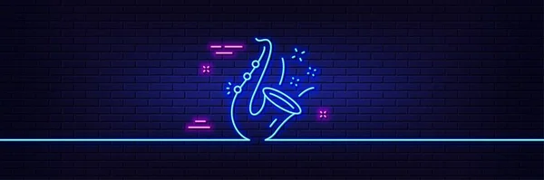 Neon Light Glow Effect Jazz Line Icon Saxophone Musical Instrument — Archivo Imágenes Vectoriales