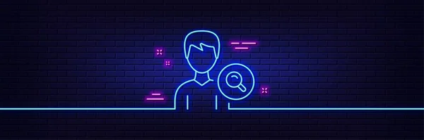 Neon Light Glow Effect Search User Line Icon Profile Avatar — стоковый вектор