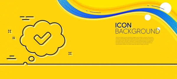 Check Mark Line Icon Abstract Yellow Background Approved Comic Sign — Stockvector