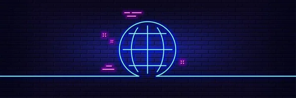 Neon Light Glow Effect Globe Line Icon World Earth Sign — ストックベクタ