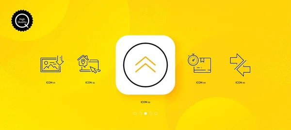 Swipe Cardboard Box Synchronize Minimal Line Icons Yellow Abstract Background — 图库矢量图片