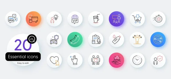 Simple Set Fake News Targeting Skin Care Line Icons Include — 스톡 벡터