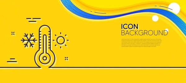 Thermometer Line Icon Abstract Yellow Background Cold Warm Thermostat Sign — ストックベクタ