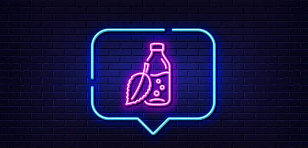 Neon Light Speech Bubble Water Bottle Line Icon Soda Aqua — Wektor stockowy