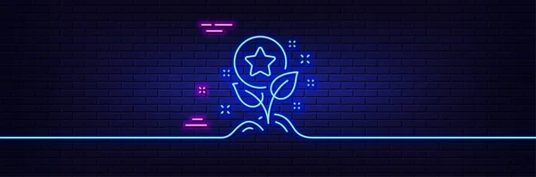 Neon Light Glow Effect Loyalty Points Line Icon Bonus Grows — Vector de stock