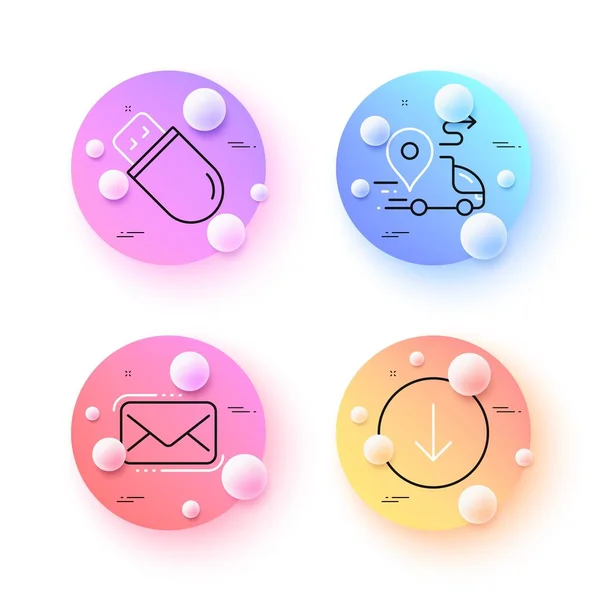 Scroll Usb Stick Delivery Minimal Line Icons Spheres Balls Buttons — Vettoriale Stock