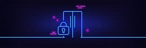 Neon Light Glow Effect Refrigerator Locked Line Icon Fridge Child — стоковый вектор