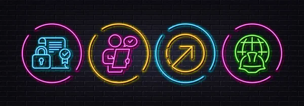 Direction Security Contract Customer Survey Minimal Line Icons Neon Laser — Image vectorielle