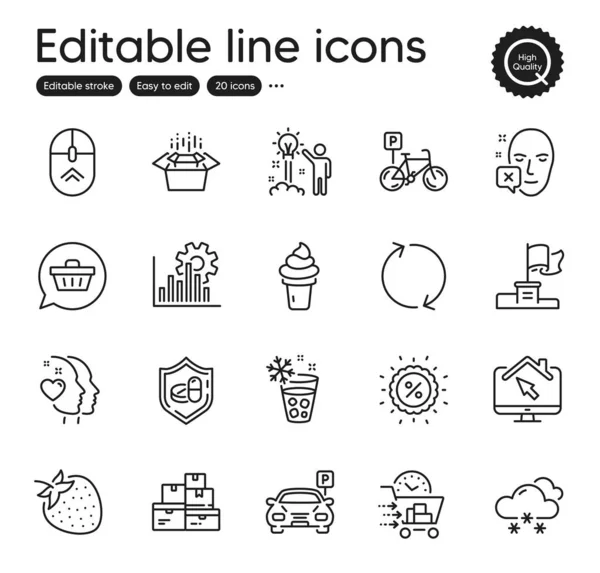 Set Business Outline Icons Contains Icons Discount Creative Idea Seo — Vettoriale Stock