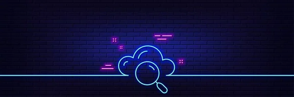 Neon Light Glow Effect Cloud Computing Search Line Icon Internet — 图库矢量图片