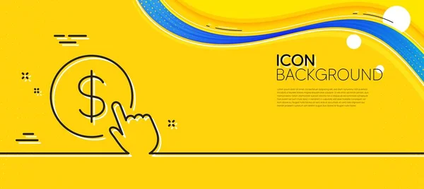 Hand Click Line Icon Abstract Yellow Background Currency Exchange Sign — Wektor stockowy