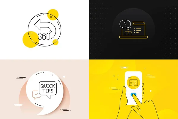 Minimal Set Quick Tips Online Help Seo Marketing Line Icons — Stok Vektör