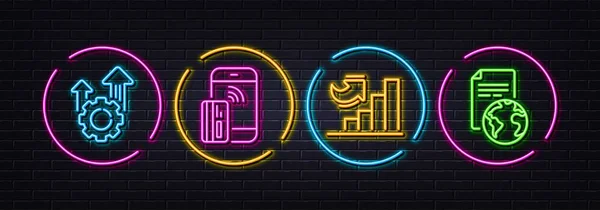 Seo Gear Growth Chart Contactless Payment Minimal Line Icons Neon — Image vectorielle