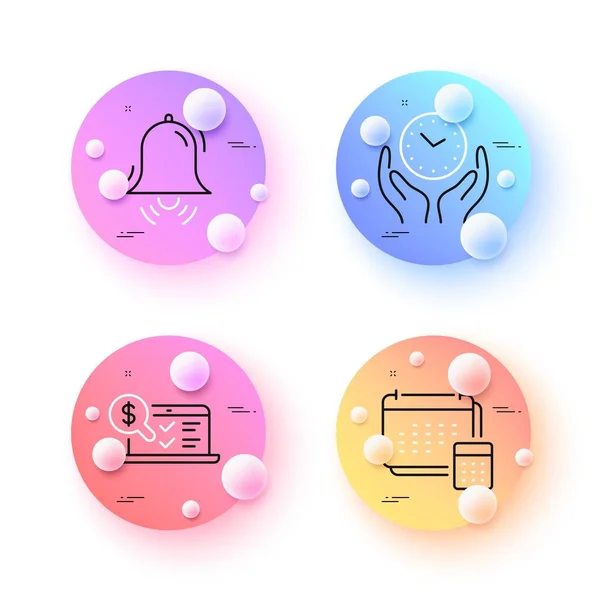 Online Accounting Account Clock Bell Minimal Line Icons Spheres Balls — Διανυσματικό Αρχείο