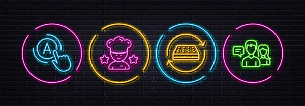 Testing Mattress Best Chef Minimal Line Icons Neon Laser Lights — Wektor stockowy