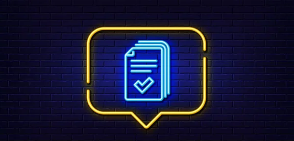 Neon Light Speech Bubble Handout Line Icon Documents Example Sign — Stok Vektör