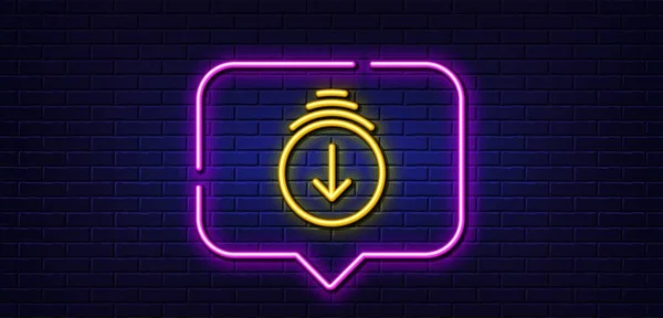 Neon Light Speech Bubble Scroll Arrow Line Icon Scrolling Screen — Stockvektor