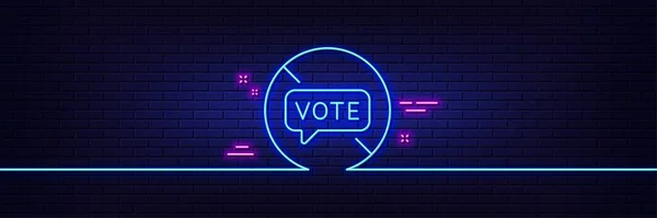 Neon Light Glow Effect Stop Voting Line Icon Vote Sign — Wektor stockowy