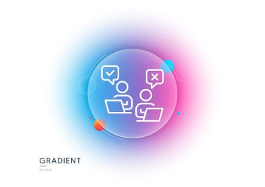 Çevrimiçi oylama çizgisi simgesi. Gradyan bulanıklık düğmesi ve cam morfizmi. İnternet oylama tabelası. Web seçim sembolü. Şeffaf cam tasarımı. Çevrimiçi oylama çizgisi simgesi. Vektör