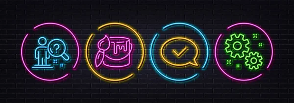 Approved Message Search Employee Brush Minimal Line Icons Neon Laser — Image vectorielle