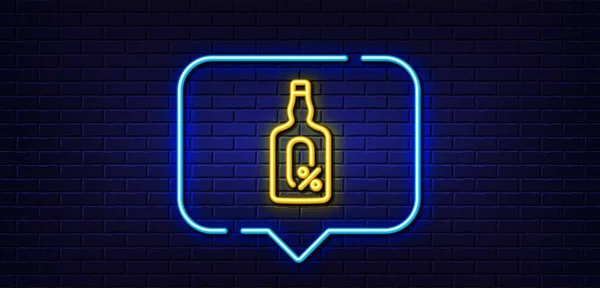Neon Light Speech Bubble Alcohol Free Line Icon Whiskey Bottle — Stock Vector