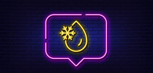 Neon Light Speech Bubble Freezing Water Line Icon Freeze Cold — Stockvector