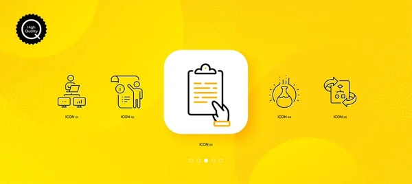 Manual Doc Technical Algorithm Chemistry Experiment Minimal Line Icons Yellow — 图库矢量图片