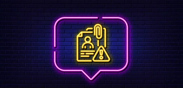 Neon Light Speech Bubble Search Employee Line Icon Interview Warning — Vettoriale Stock