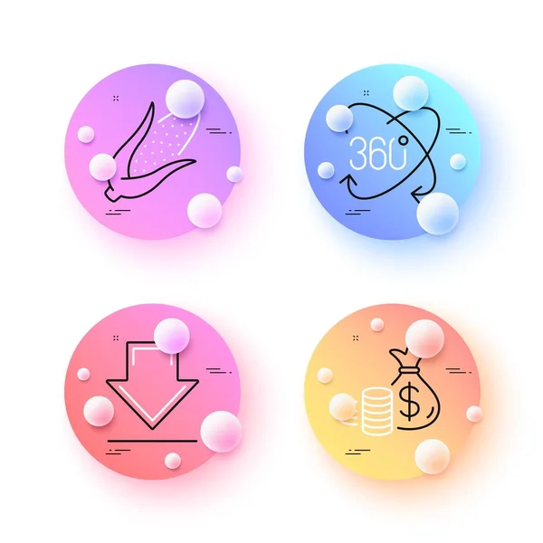 Corn Full Rotation Downloading Minimal Line Icons Spheres Balls Buttons — Wektor stockowy