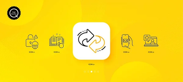 Cyber Attack Refresh Online Rating Minimal Line Icons Yellow Abstract — Vetor de Stock